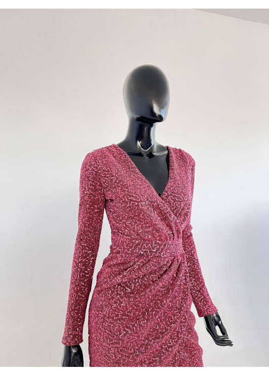 Бордова сукня з блискітками 