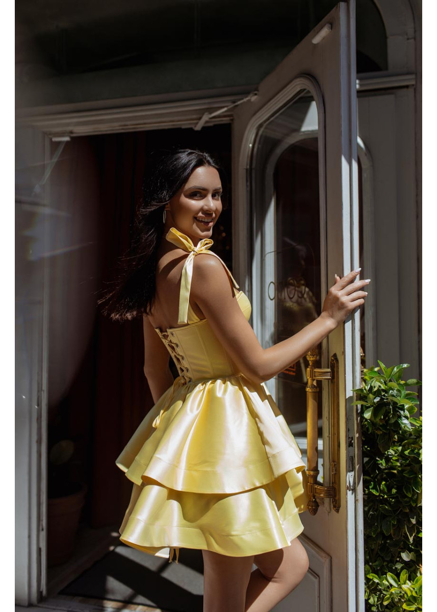 Сяй у сукні Каприз з королівського атласу з корсетом на шнурівці. Ідеальна для свят! 1019