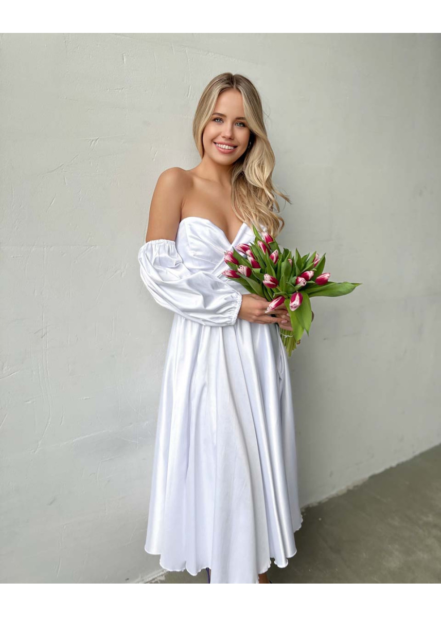 Вечірня сукня міді зі зйомними рукавами